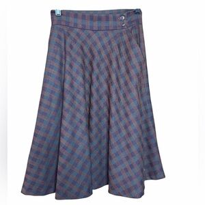 Vintage Spitalnick 100% Wool Plaid Midi Skirt Lined Flowy Dark Academia SZ-8